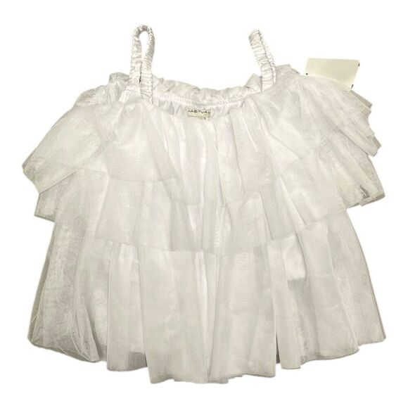 Habitual Girl White Layered Tulle Off Shoulder Top 12 - Picture 1 of 2